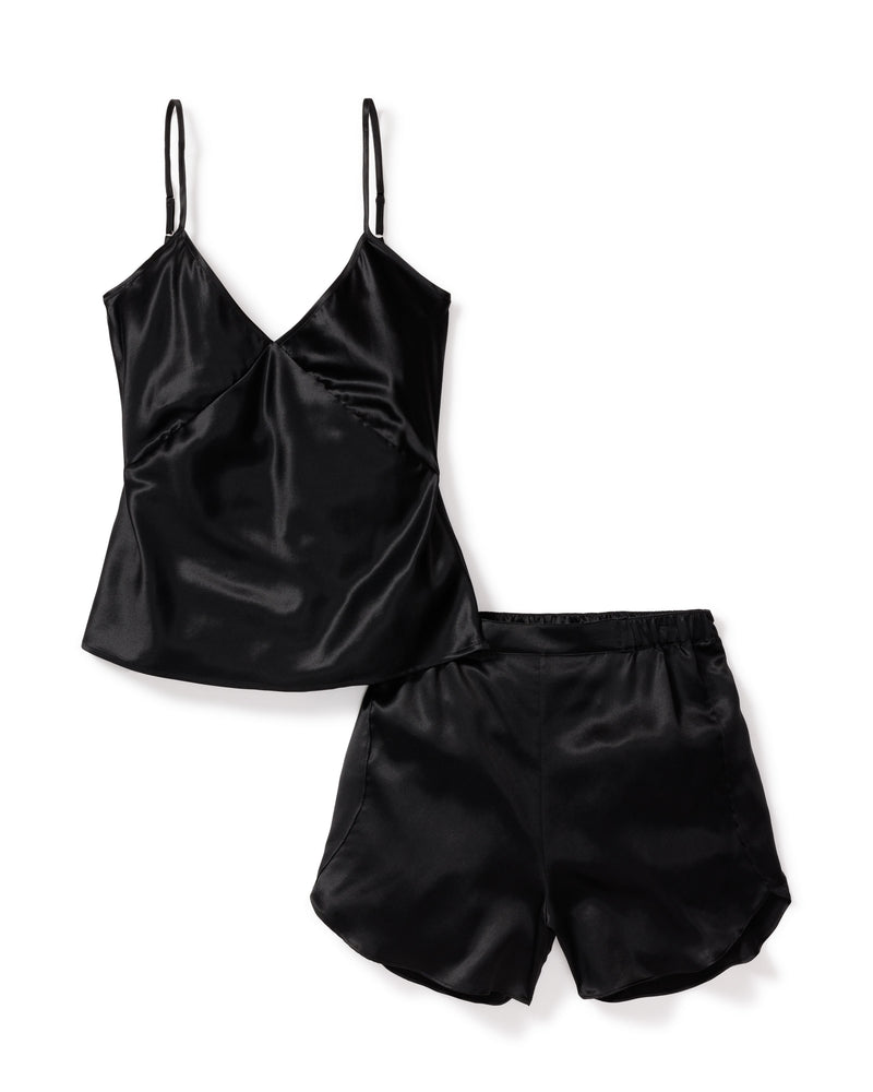 100% Mulberry Black Silk Women's Luxe Short Set