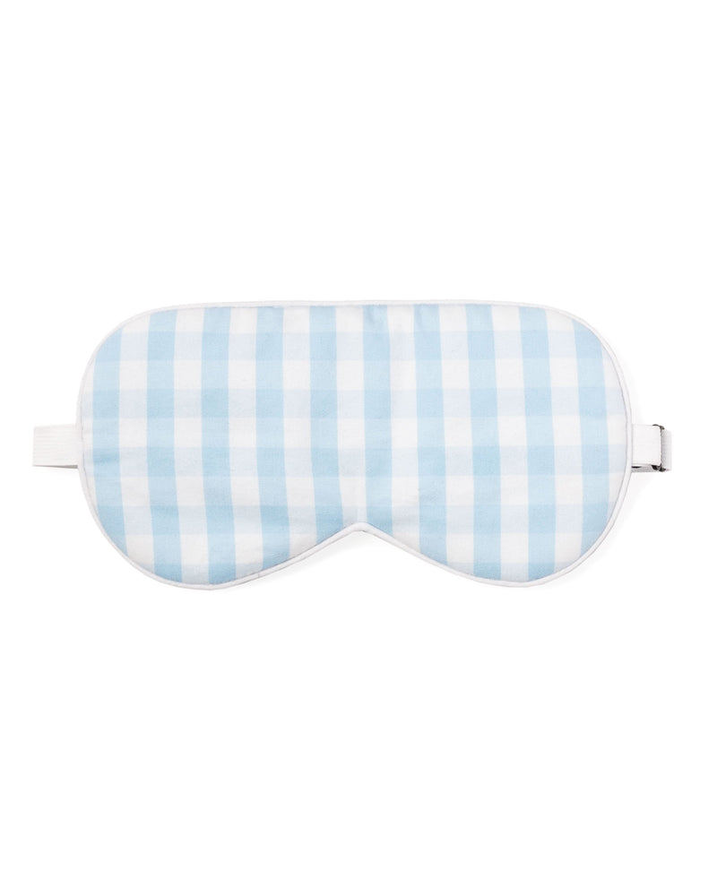 Adult's Twill Sleep Mask in Light Blue Gingham