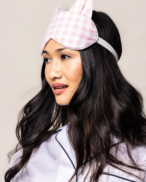 Adult Pink Gingham Kitty Sleep Mask