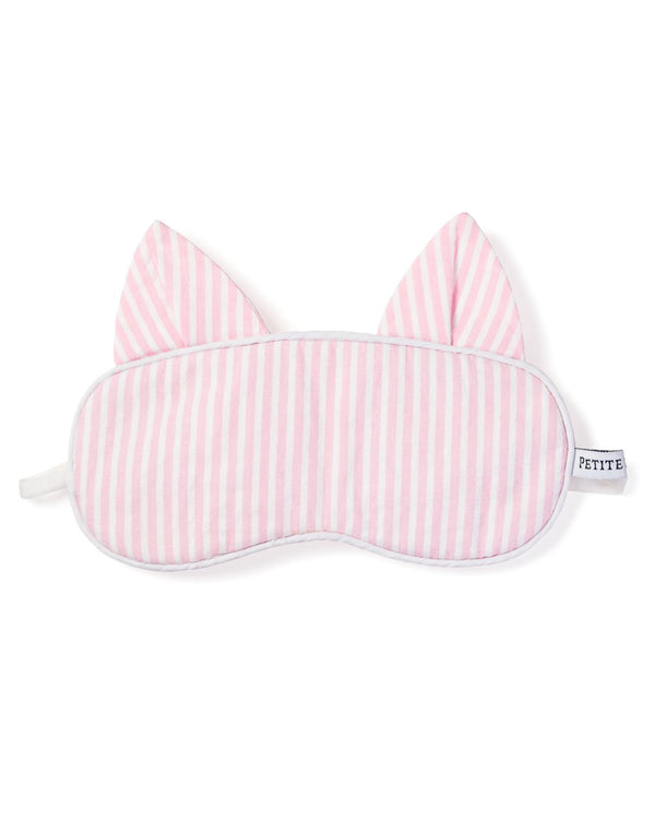 Adult's Kitty Sleep Mask in Pink Seersucker