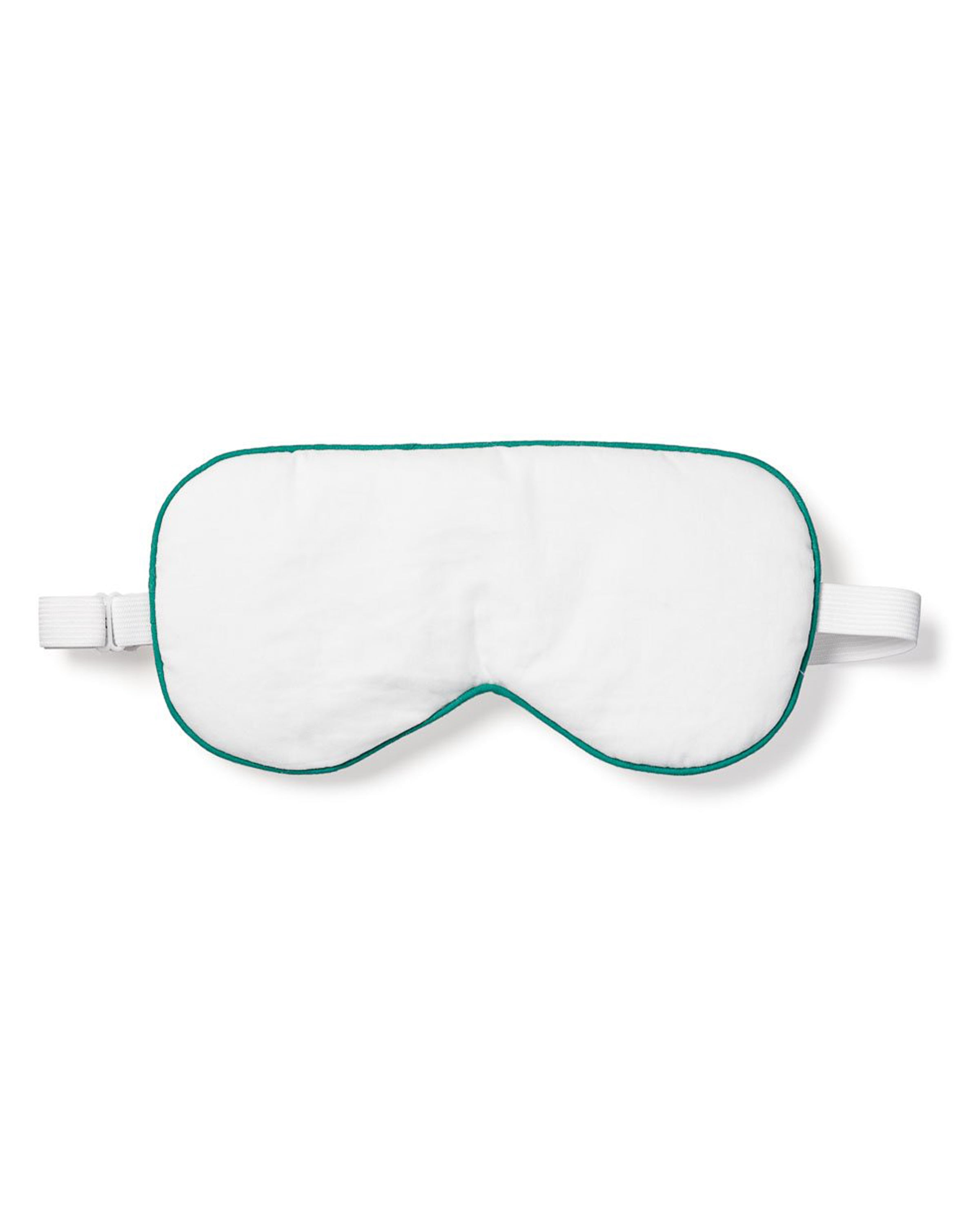 Adult's Sleep Mask in White with Green Piping