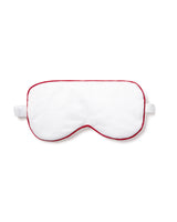 White Traditional Adult's Sleep Mask with Red Piping