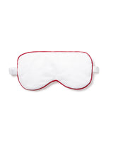 White Traditional Adult's Sleep Mask with Red Piping