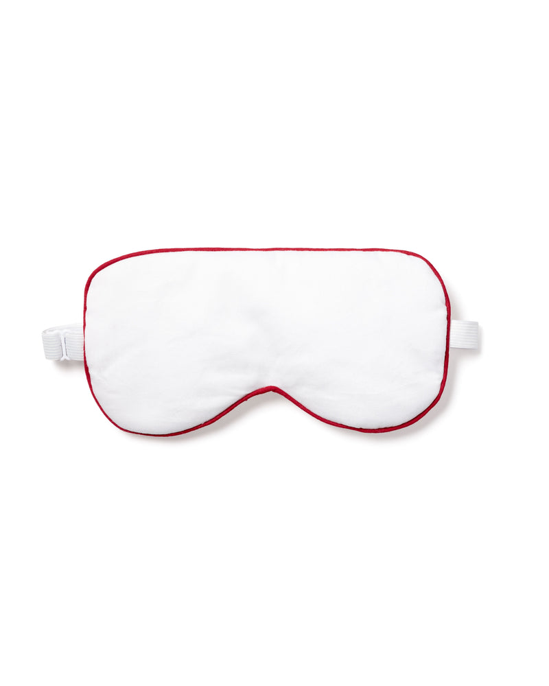 White Traditional Adult's Sleep Mask with Red Piping