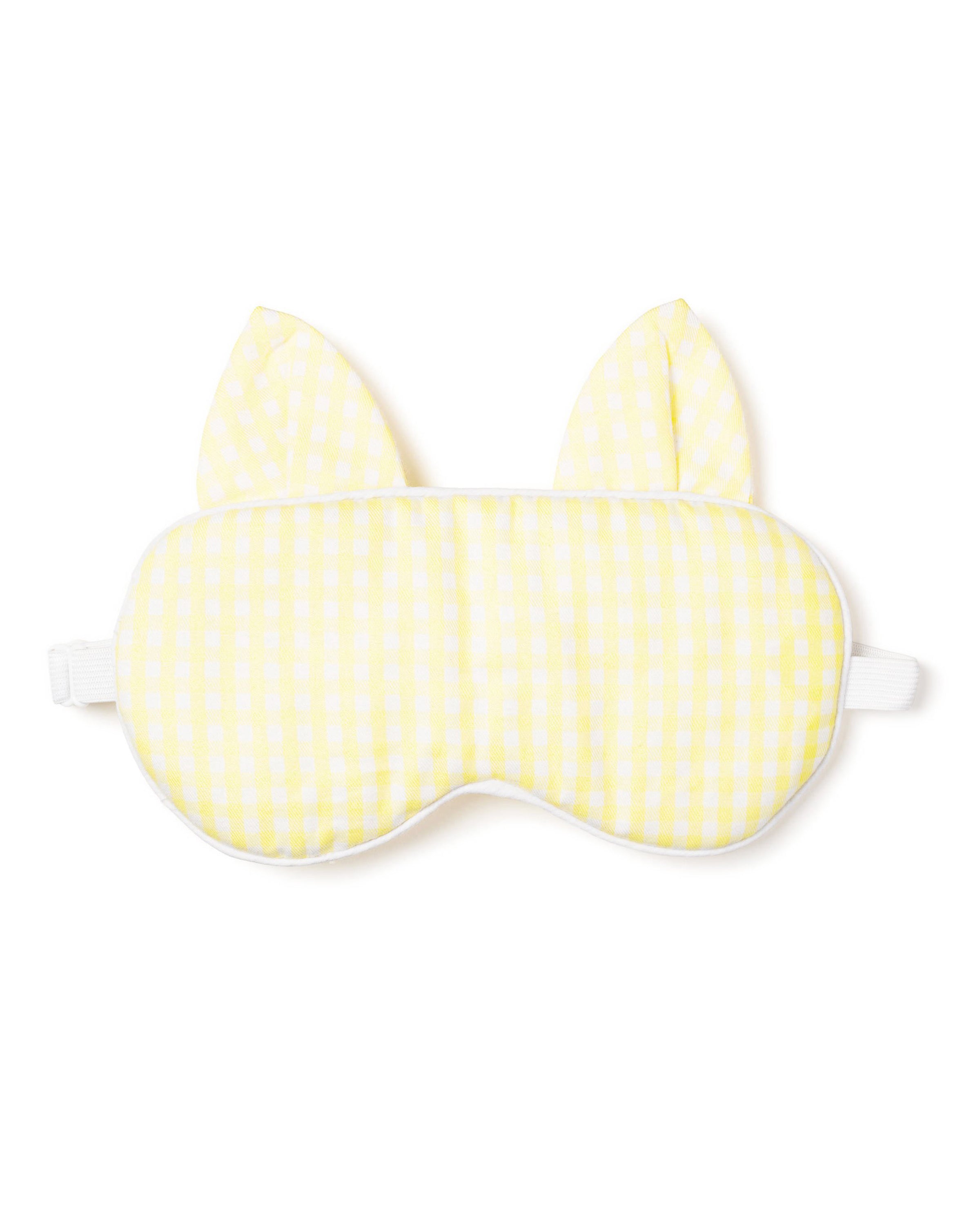 Adult's Twill Kitty Sleep Mask in Yellow Gingham