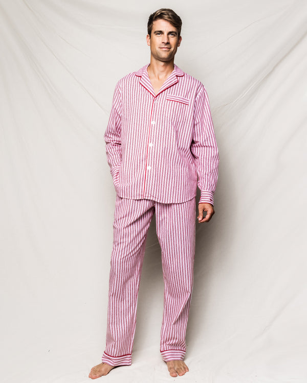 Men's Twill Pajama Set in Antique Red Ticking