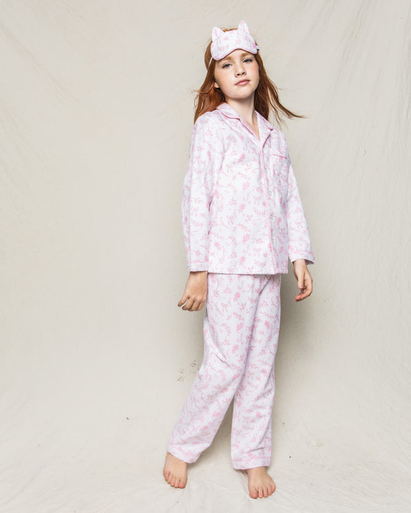 Kid's Flannel Pajama Set in Blush Bouquet