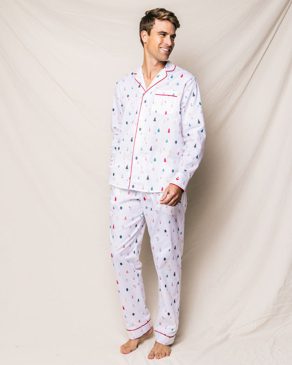 Men's Twill Pajama Set in Merry Trees