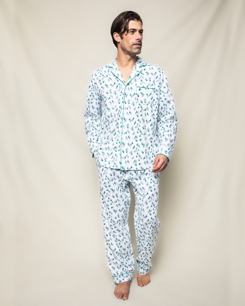 Men's Flannel Pajama Set in Evergreen Forest