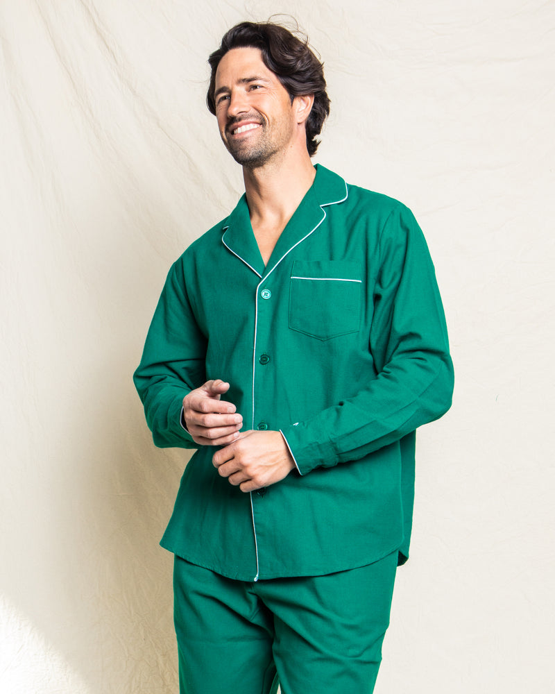 Men's Flannel Pajama Set in Forest Green