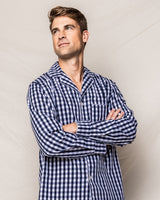 Men's Navy Gingham Flannel Pajama Set