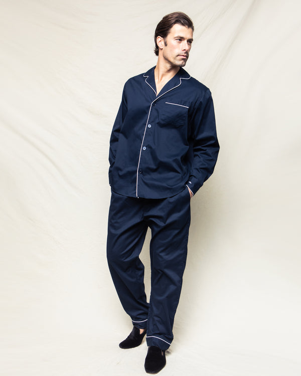 Men's Twill Pajamas in Navy
