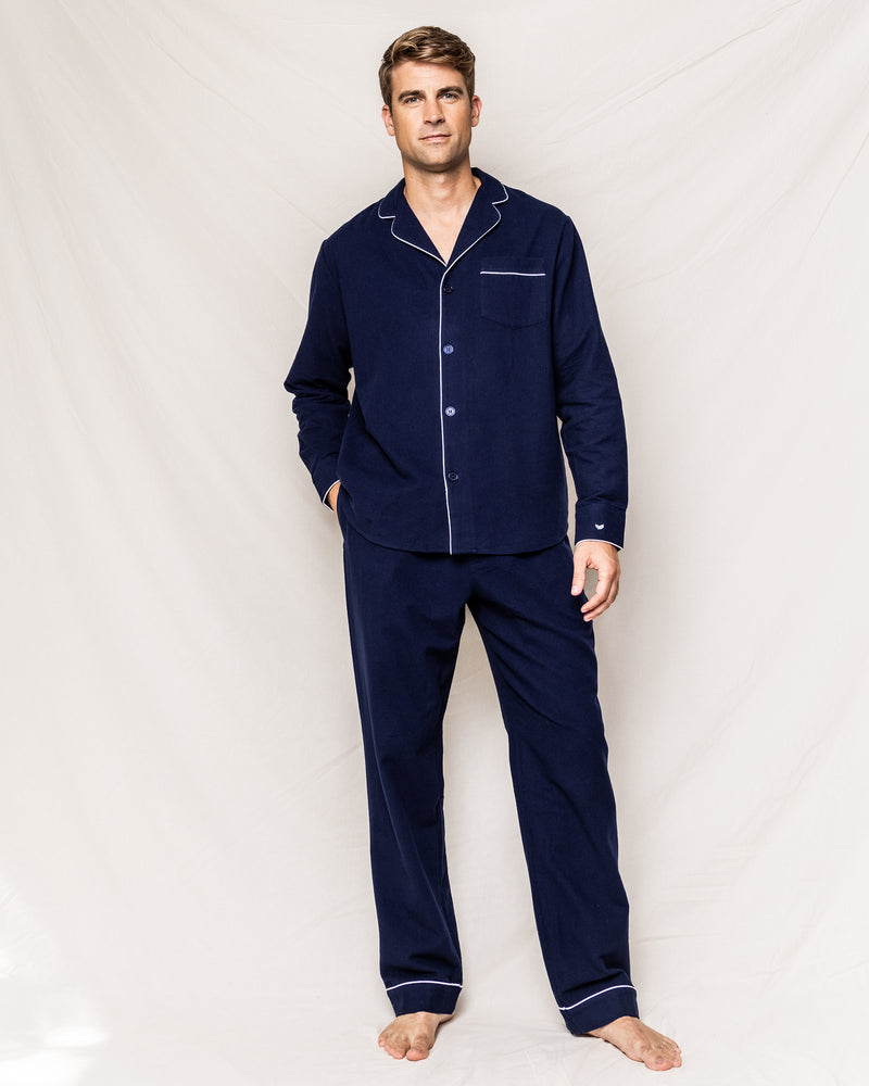 Men's Flannel Pajama Set in Navy