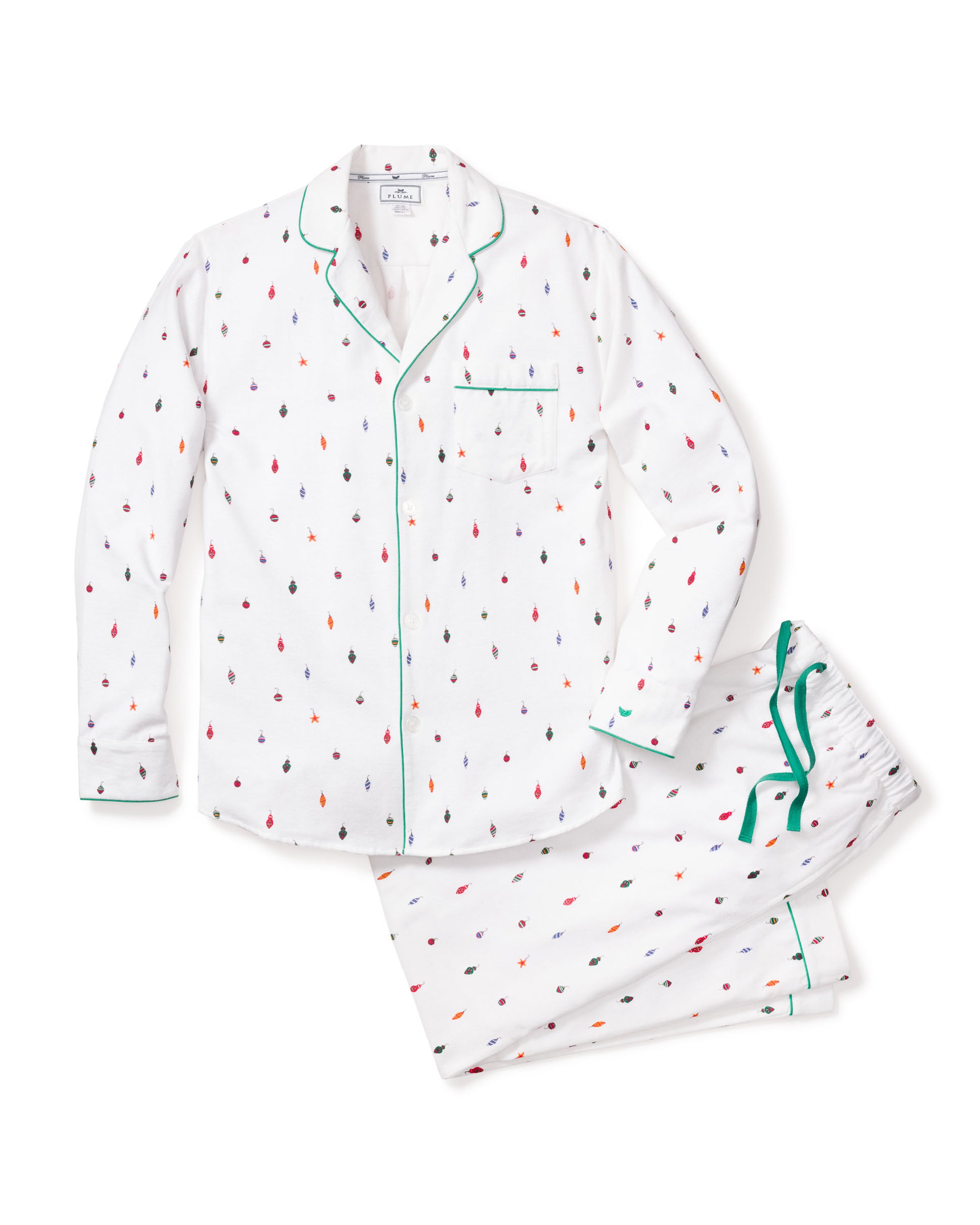 Men's Flannel Pajama Set in Yuletide Ornaments