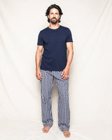 Men's Navy Gingham Twill Pants