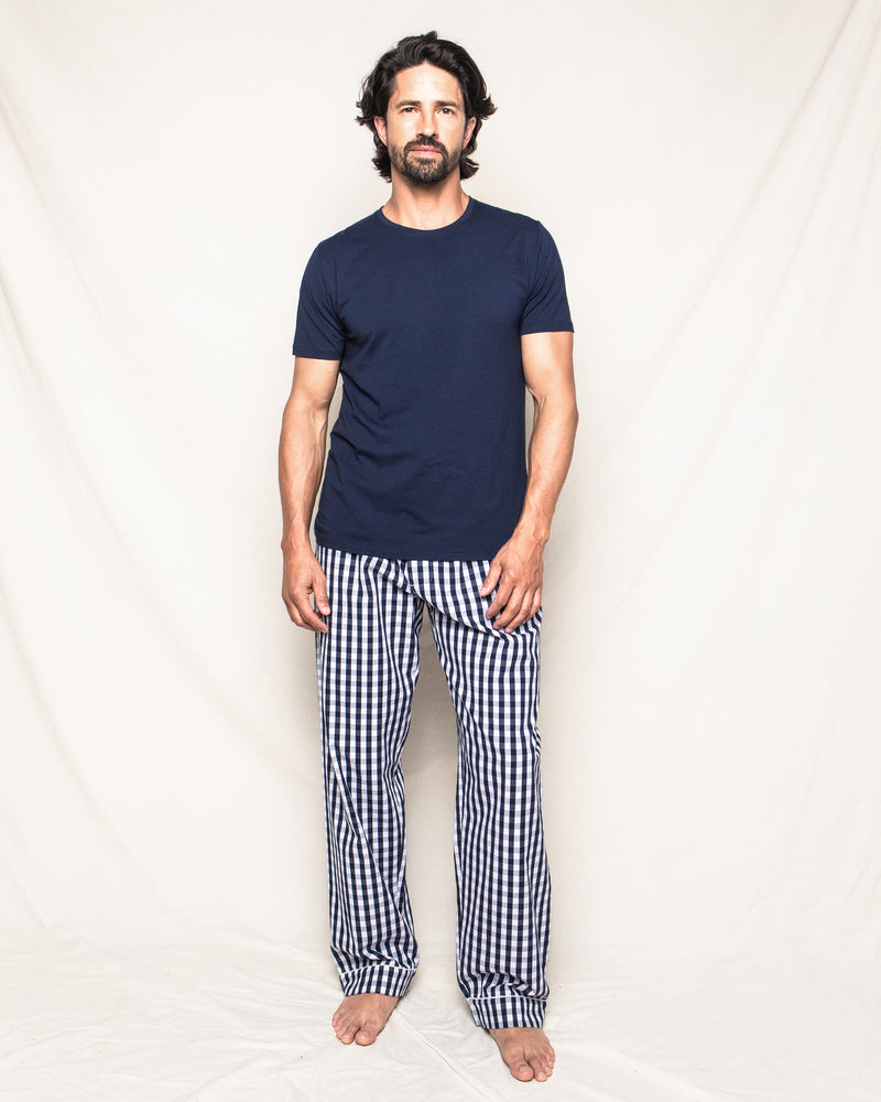 Men's Navy Gingham Twill Pants