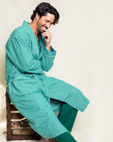 Men's Green Gingham Flannel Robe