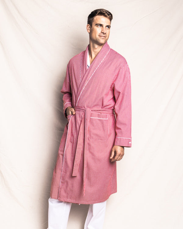 Men's Red Mini-Gingham Robe