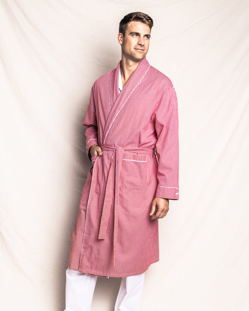 Men's Red Mini-Gingham Robe