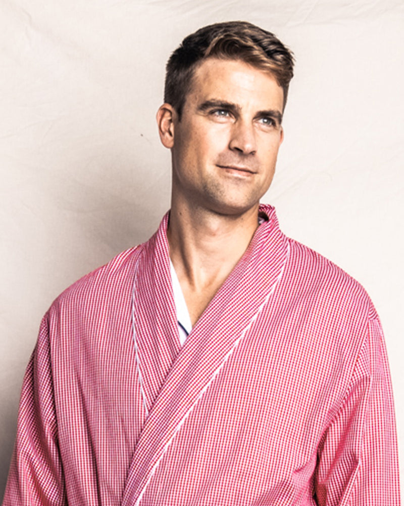 Men's Red Mini-Gingham Robe