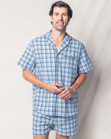 Men's Twill Pajama Short Set in Seafarer Tartan