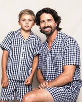 Children's Navy Gingham Short Set