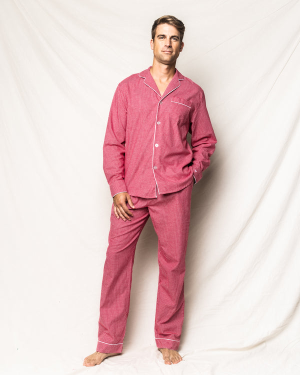 Men's Red Mini Gingham Pajama Set