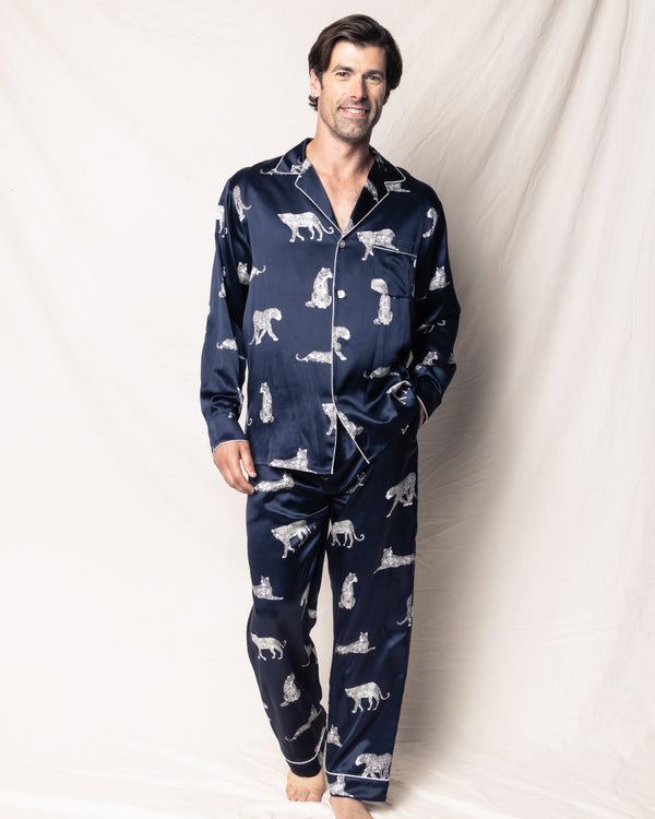Men's Silk Pajama Set in Panthère de Nuit