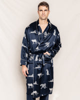 100% Mulberry Silk Men's Panthère de Nuit Long Robe