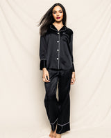 100% Mulberry Black Silk Women's Luxe Pajama