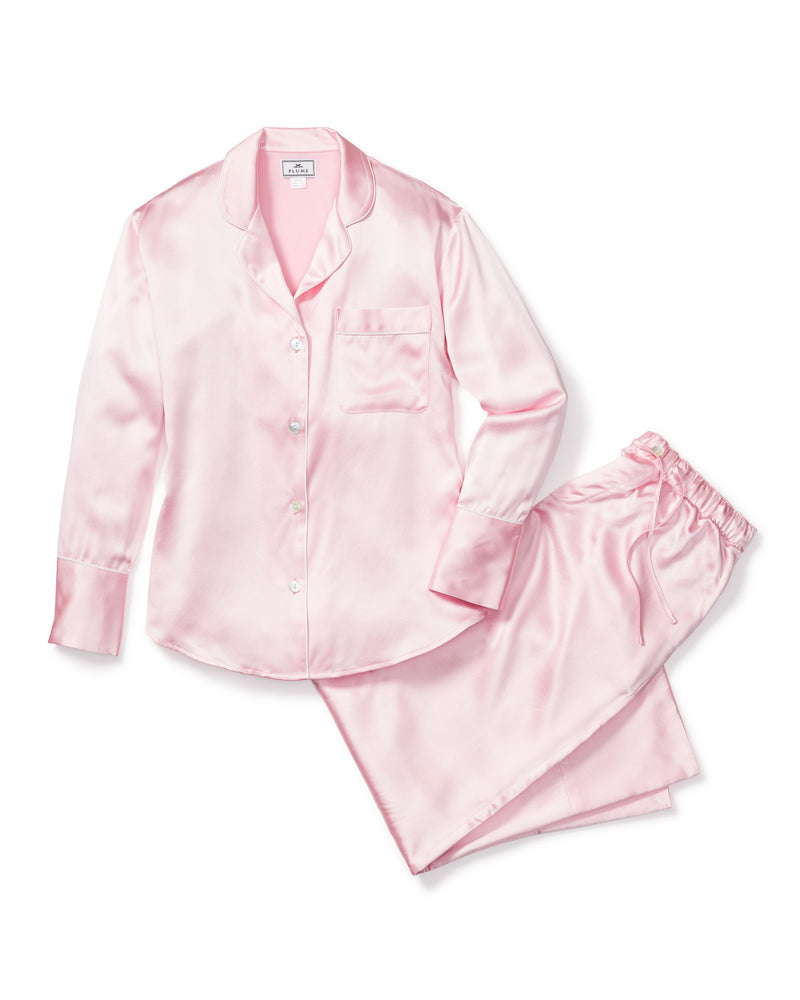 Women's Silk Pajama Set in Pink