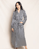 100% Mulberry Silk Bengal Stripe Long Robe