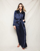100% Mulberry Silk Women's Polka Dot Luxe Long Robe