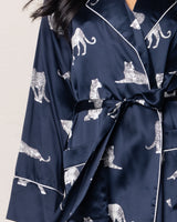 100% Mulberry Silk Panthère de Nuit Long Robe