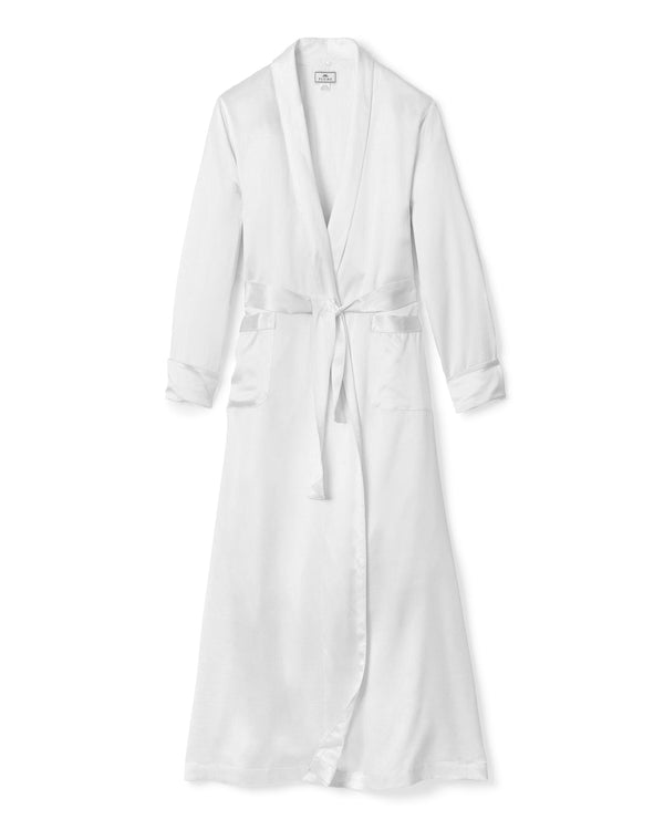 100% Mulberry White Silk Luxe Long Robe
