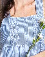 Women's French Blue Seersucker Charlotte Nightgown