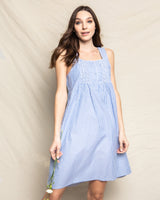 Women's French Blue Seersucker Charlotte Nightgown