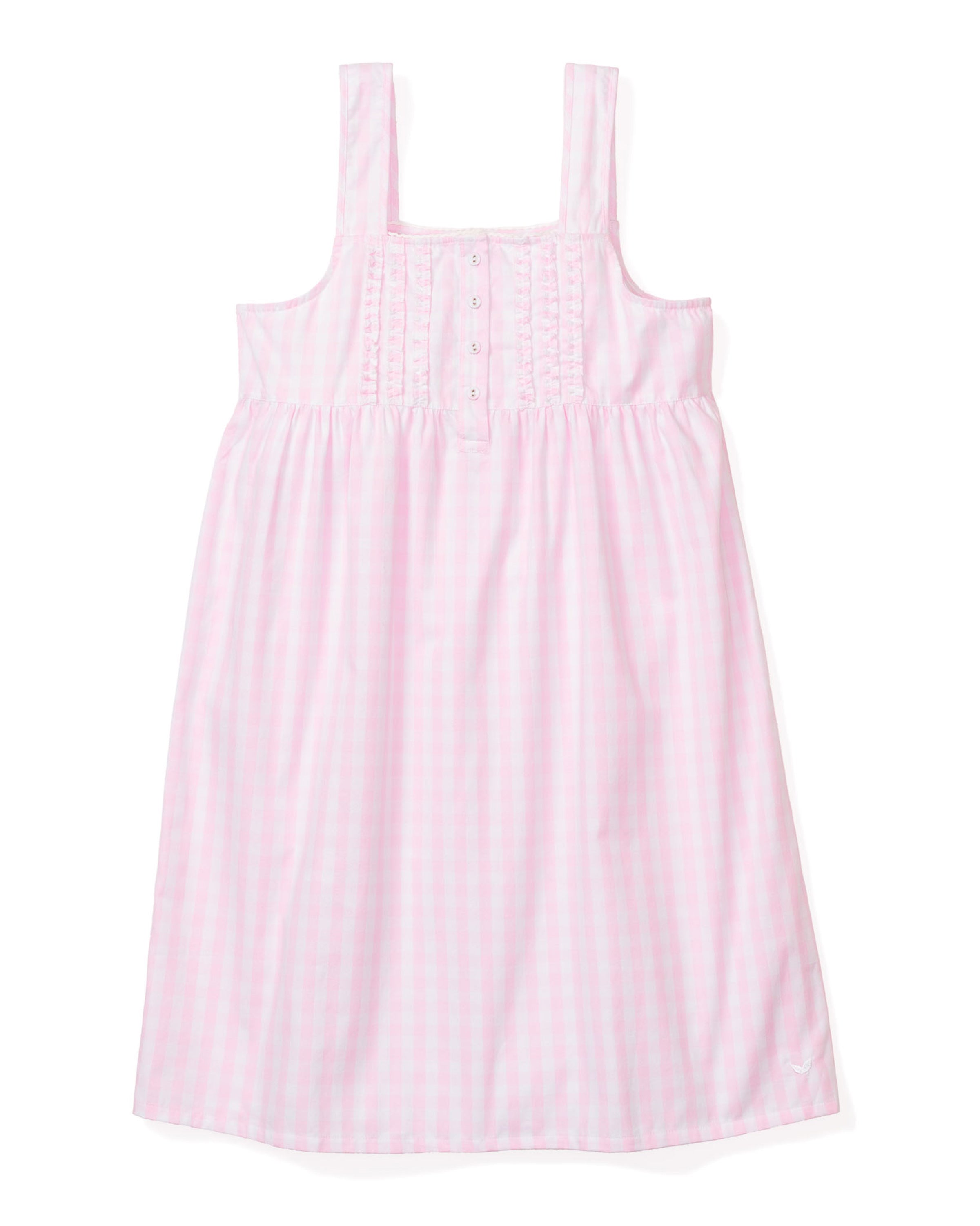 Women's Twill Charlotte Nightgown in Pink Gingham