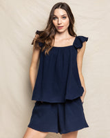 Women's Navy Gauze Celeste Top