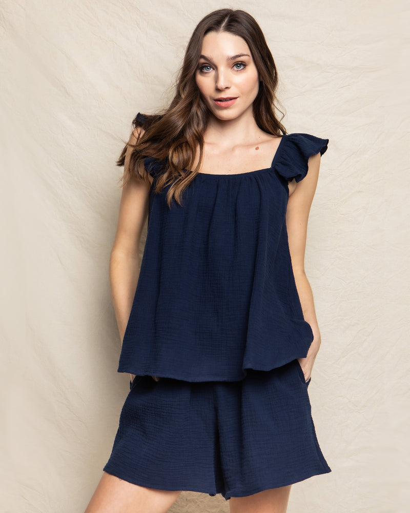 Women's Navy Gauze Celeste Top