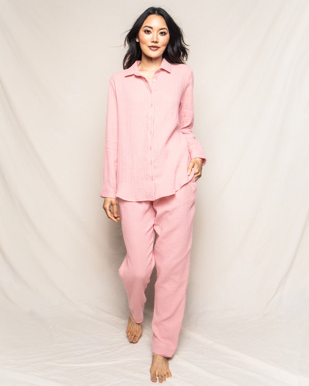 Women's Gauze Drawstring Pants in Pink Petite Plume