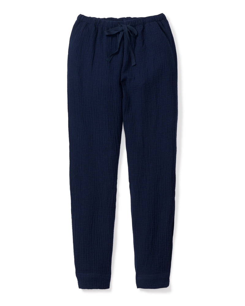 Women's Navy Gauze Drawstring Pants