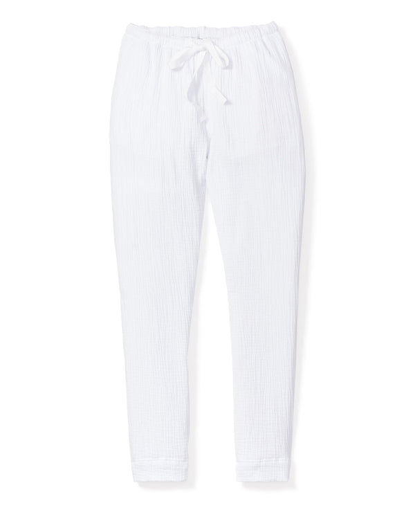 Women's Gauze Drawstring Pants in White