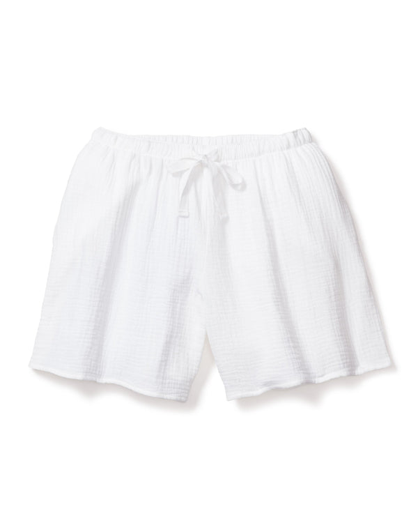 Women's Gauze Drawstring Shorts in White