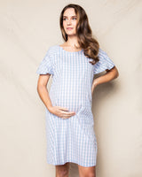 Women's Light Blue Gingham Hospital Gown
