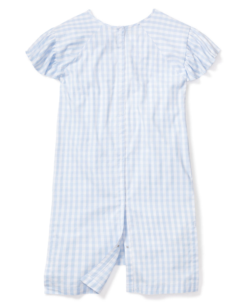 Women's Light Blue Gingham Hospital Gown