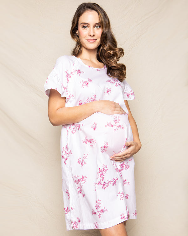 Women's Twill Hospital Gown in English Rose Floral