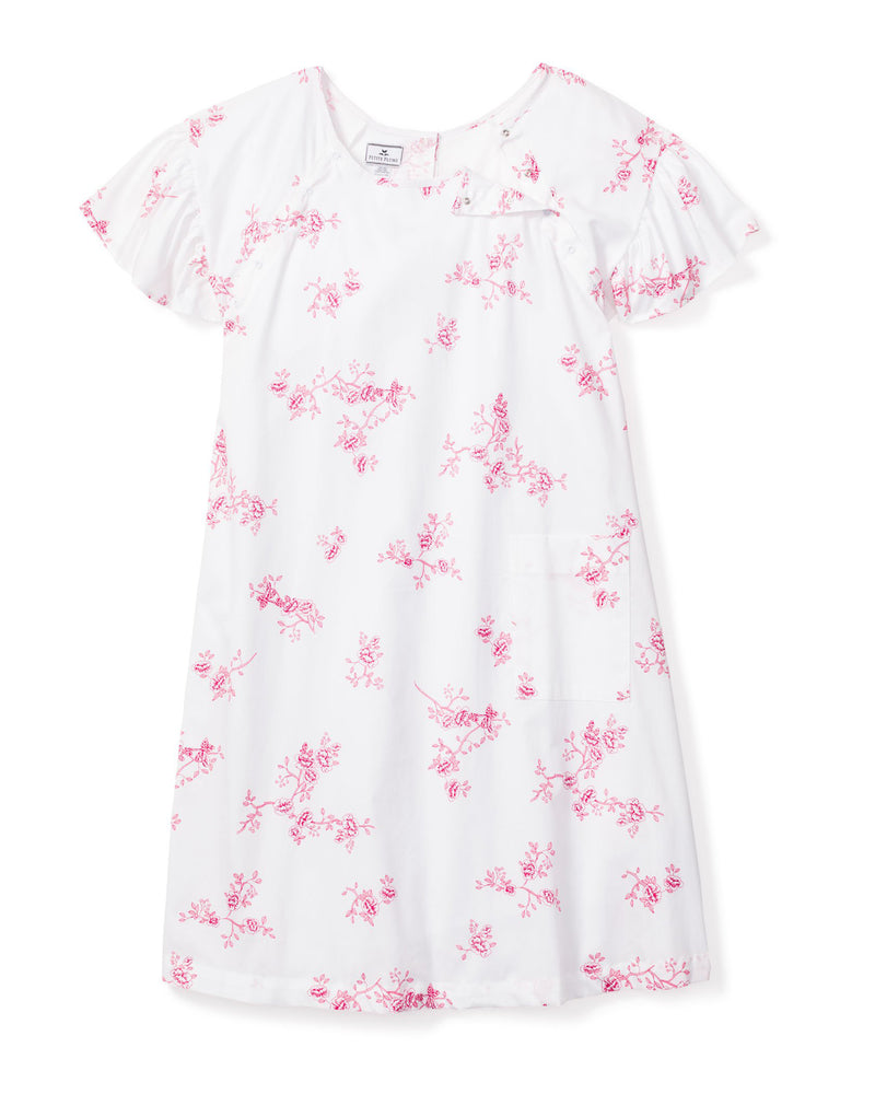 Women's Twill Hospital Gown in English Rose Floral