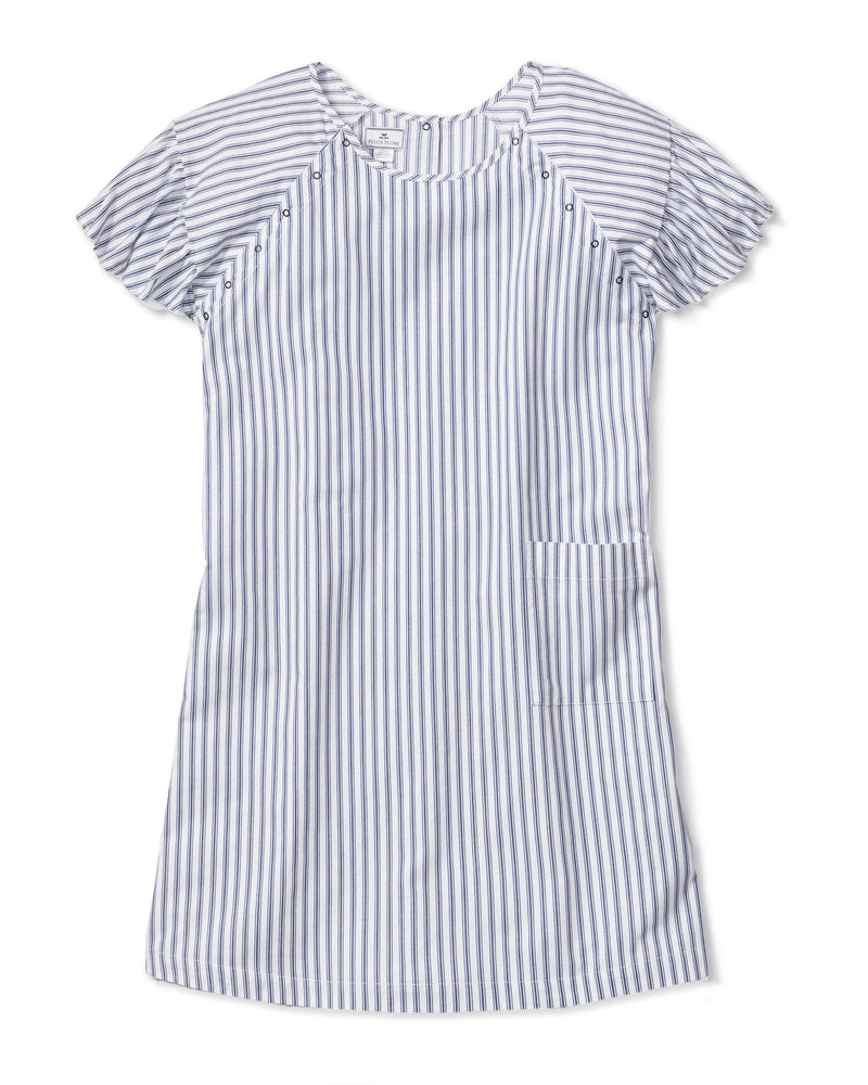 Women's Navy French Ticking Hospital Gown