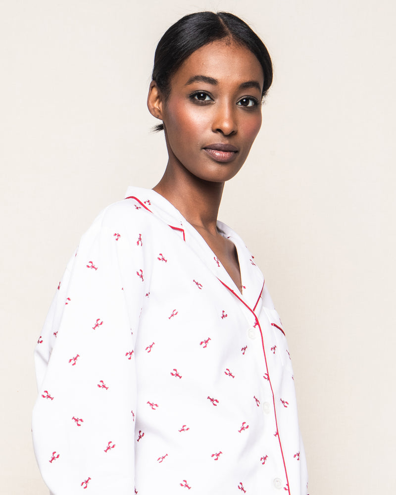 Women's Twill Pajama Long Sleeve Short Set in Brixham Lobsters